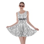 Grey Ombre Feather Pattern, White, Skater Dress