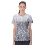Grey Ombre Feather Pattern, White, Women s Sport Mesh Tee