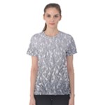 Grey Ombre Feather Pattern, White, Women s Cotton Tee