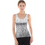 Grey Ombre Feather Pattern, White, Tank Top