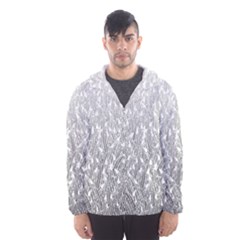 Grey Ombre Feather Pattern, White, Hooded Wind Breaker (men) by Zandiepants