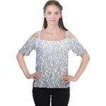 Grey Ombre Feather Pattern, White, Women s Cutout Shoulder Tee