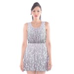 Grey Ombre Feather Pattern, White, Scoop Neck Skater Dress