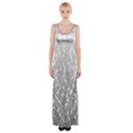 Grey Ombre Feather Pattern, White, Maxi Thigh Split Dress