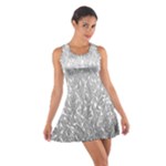 Grey Ombre Feather Pattern, White, Racerback Dresses