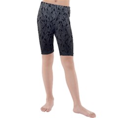 Grey Ombre Feather Pattern, Black, Kid s Mid Length Swim Shorts by Zandiepants