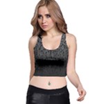Grey Ombre Feather Pattern, Black, Racer Back Crop Top