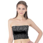Grey Ombre Feather Pattern, Black, Tube Top