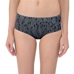 Grey Ombre Feather Pattern, Black, Mid-waist Bikini Bottoms by Zandiepants