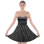 Grey Ombre Feather Pattern, Black, Strapless Dresses