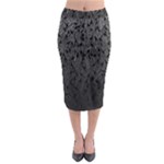 Grey Ombre Feather Pattern, Black, Midi Pencil Skirt