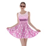 Pink Ombre Feather Pattern, White, Skater Dress