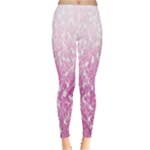 Pink Ombre Feather Pattern, White, Leggings 