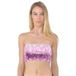 Pink Ombre Feather Pattern, White, Bandeau Top
