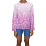 Pink Ombre Feather Pattern, White, Kid s Long Sleeve Swimwear