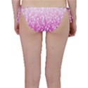 Pink Ombre Feather Pattern, White, Bikini Bottom View2