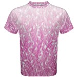 Pink Ombre Feather Pattern, White, Men s Cotton Tee