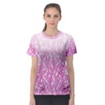 Pink Ombre Feather Pattern, White, Women s Sport Mesh Tee