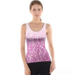 Pink Ombre Feather Pattern, White, Tank Top