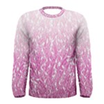 Pink Ombre Feather Pattern, White, Men s Long Sleeve Tee