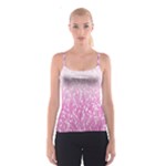 Pink Ombre Feather Pattern, White, Spaghetti Strap Top
