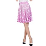 Pink Ombre Feather Pattern, White, A-Line Skirt