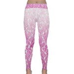Pink Ombre Feather Pattern, White, Yoga Leggings