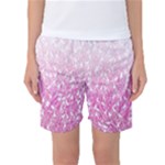 Pink Ombre Feather Pattern, White, Women s Basketball Shorts
