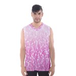 Pink Ombre Feather Pattern, White, Men s Basketball Tank Top