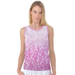 Pink Ombre Feather Pattern, White, Women s Basketball Tank Top