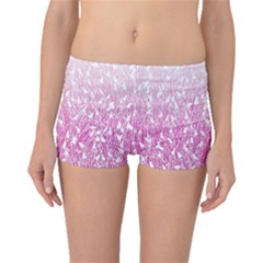 Pink Ombre Feather Pattern, White, Boyleg Bikini Bottoms by Zandiepants