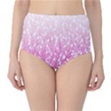 Pink Ombre Feather Pattern, White, High-Waist Bikini Bottoms View1
