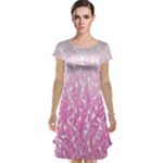 Pink Ombre Feather Pattern, White, Cap Sleeve Nightdress