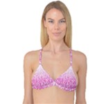 Pink Ombre Feather Pattern, White, Reversible Tri Bikini Top