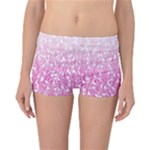 Pink Ombre Feather Pattern, White, Reversible Boyleg Bikini Bottoms