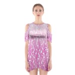 Pink Ombre Feather Pattern, White, Cutout Shoulder Dress