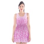 Pink Ombre Feather Pattern, White, Scoop Neck Skater Dress