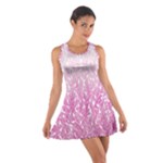 Pink Ombre Feather Pattern, White, Racerback Dresses
