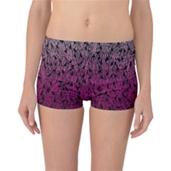 Pink Ombre Feather Pattern, Black, Reversible Boyleg Bikini Bottoms by Zandiepants