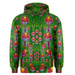 Orchid Forest Filled Of Big Flowers And Chevron Men s Pullover Hoodie by pepitasart