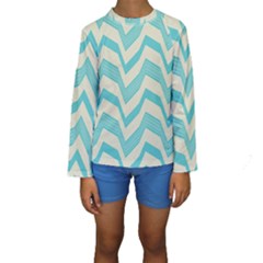 Blue Waves Pattern                                                          Kid s Long Sleeve Swimwear by LalyLauraFLM