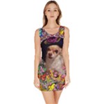 Chi Chi In Butterflies, Chihuahua Dog In Cute Hat Sleeveless Bodycon Dress