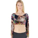 Chi Chi In Butterflies, Chihuahua Dog In Cute Hat Long Sleeve Crop Top