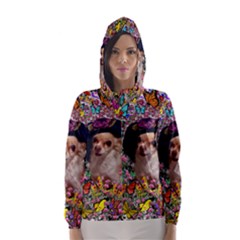 Chi Chi In Butterflies, Chihuahua Dog In Cute Hat Hooded Wind Breaker (women) by DianeClancy