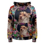 Chi Chi In Butterflies, Chihuahua Dog In Cute Hat Women s Pullover Hoodie