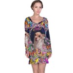 Chi Chi In Butterflies, Chihuahua Dog In Cute Hat Long Sleeve Nightdress