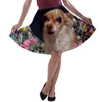 Chi Chi In Butterflies, Chihuahua Dog In Cute Hat A-line Skater Skirt