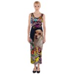 Chi Chi In Butterflies, Chihuahua Dog In Cute Hat Fitted Maxi Dress