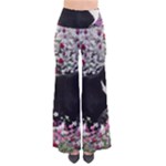 Freckles In Flowers Ii, Black White Tux Cat Women s Chic Palazzo Pants