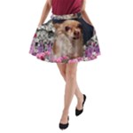 Chi Chi In Flowers, Chihuahua Puppy In Cute Hat A-Line Pocket Skirt